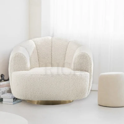 Luxury Hotel White Lounge Sillón pequeño para el dormitorio esperando Swivel Sillón nórdico de peluche de tela moderna silla de peluche
