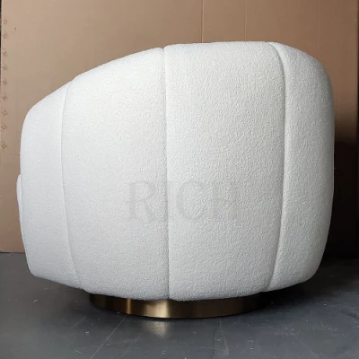 Luxury Hotel White Lounge Sillón pequeño para el dormitorio esperando Swivel Sillón nórdico de peluche de tela moderna silla de peluche