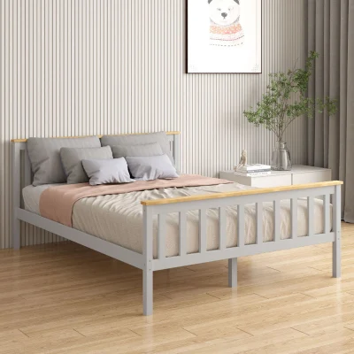  Cama de madera maciza 1,8m pino cama doble moderna minimalista Mobiliario de dormitorio de estilo europeo 0644
