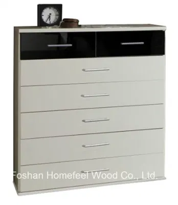 Mobiliario de dormitorio de alto brillo 2+5 Cajón Armario de madera