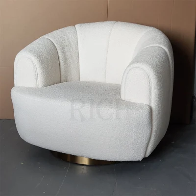 Luxury Hotel White Lounge Sillón pequeño para el dormitorio esperando Swivel Sillón nórdico de peluche de tela moderna silla de peluche