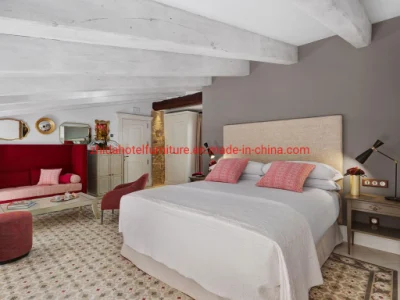 Comercial de madera de estilo vintage americana moderna Villa Apartamento Muebles de dormitorio cama King Size para proyecto hotelero