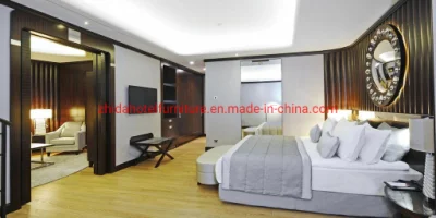 Personalizar Zhida 5 estrellas Hotel de lujo comercial Muebles Muebles de madera juego de dormitorio cama King Size con cabecera de pared