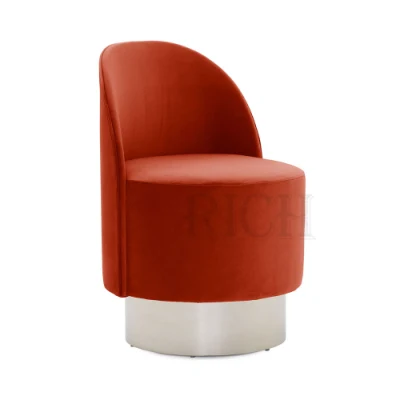 Salón clásico Sofá Ocio Armless Ronda Dormitorio Sofá giratorio Salón de terciopelo terciopelo moderno sillón giratorio de acento