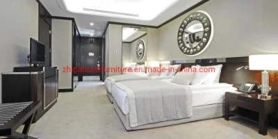Personalizar Zhida 5 estrellas Hotel de lujo comercial Muebles Muebles de madera juego de dormitorio cama King Size con cabecera de pared