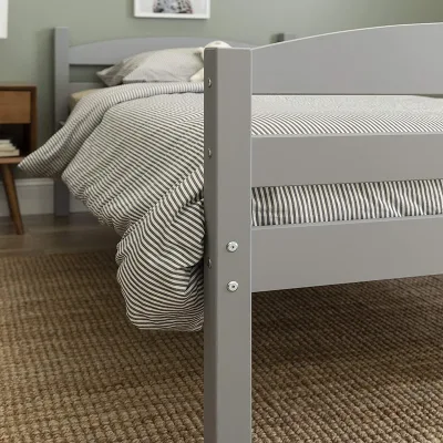 Modern Cheap Home School Apartment Material Friendly White Grey MDF Solid Wood Pine Bed Separated Into 2 Single Bed Bedroom Furniture for Chidren Kids Adults