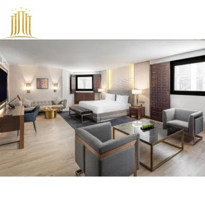 China Venta al por mayor Muebles de madera maciza para sala de estar de hotel de lujo de 5 estrellas Muebles de dormitorio modernos Cama de madera.