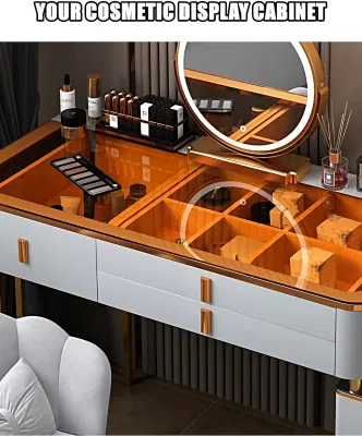 Tocador de madera moderno Nova, muebles inteligentes, dormitorio, mesa de maquillaje, tocador inteligente con espejo LED