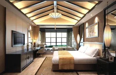Moderno hotel de lujo personalizado en chino King Habitación con dos camas muebles de dormitorio en línea