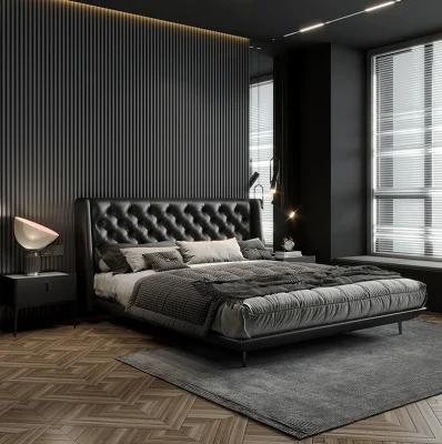  Habitación de lujo con diseño italiano, dormitorio principal rosa, cama de matrimonio Marco cama Cuarto Muebles