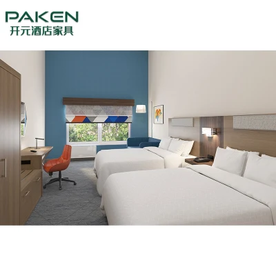  Foshan mayorista personalizados de madera de hospitalidad Habitación Doble juego de cama Queen Size cama tapizado cabecero Grande Hotel Muebles de Dormitorio