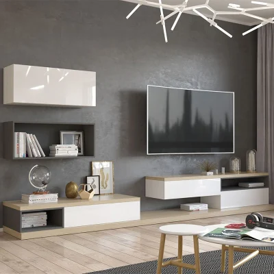 Blanco alto brillo modernos de madera Armario de almacenamiento de soportes de TV Muebles de Dormitorio