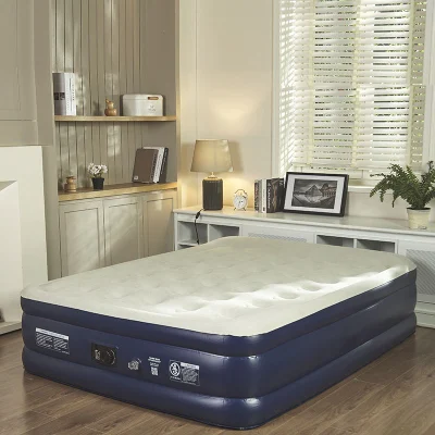 Alto rendimiento Blue Travel Camping Interior Guest fácil inflado Cama inflable de 18&quot; con bomba de aire Buit-In