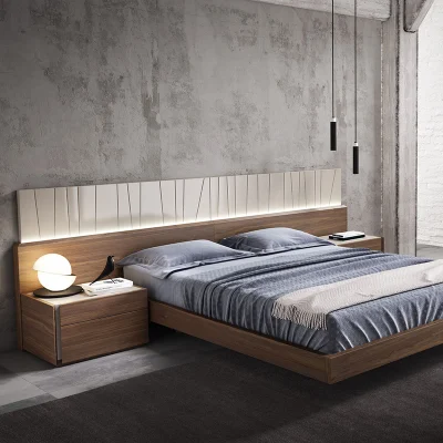  Fabricante de madera MDF directa de muebles de dormitorio cama de matrimonio extra en 4 trozos