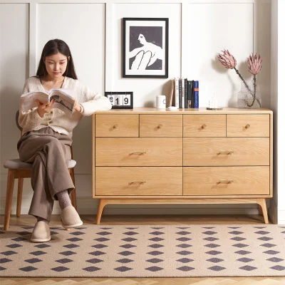 Roble sólido moderno 8 Cajón Armario de dormitorio Almacenaje Muebles Dresser