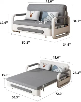 Función de multiplicación Sofá cama plegable de tela para sala de estar