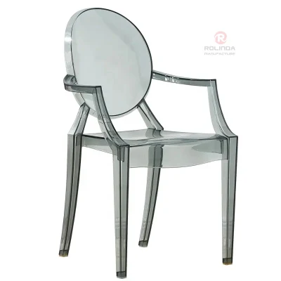  Plástico PC Cristal acrílico Polycarbonate Sillas evento Boda comedor transparente Silla Ghost con brazo