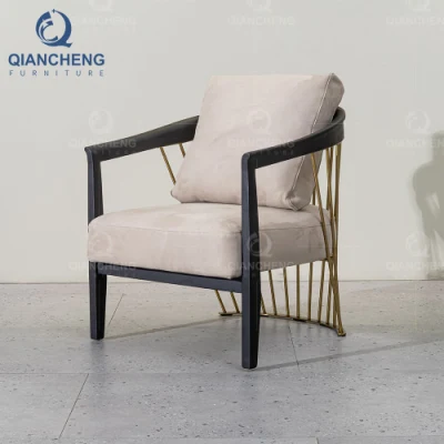 Mobiliario de Sala de estar cómodo Madera Acero inoxidable silla Accent Ocio Sillón