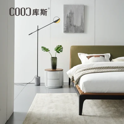 Diseño moderno de lujo Habitación italiano chino Juego de cama de cuero napa mayorista camas dobles Upholstried Hotel Villa Apartamento Casa muebles