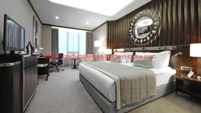 Personalizar Zhida 5 estrellas Hotel de lujo comercial Muebles Muebles de madera juego de dormitorio cama King Size con cabecera de pared
