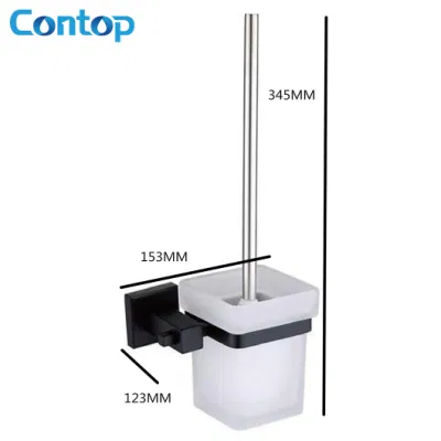 Montaje de acero inoxidable clásica de cuarto de baño Wc Portaescobillas con negro mate