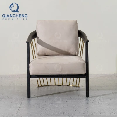 Mobiliario de Sala de estar cómodo Madera Acero inoxidable silla Accent Ocio Sillón