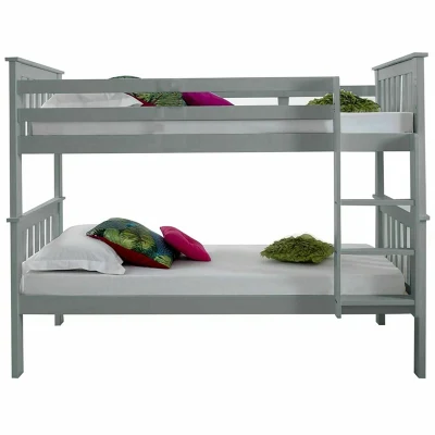 Modern Cheap Home School Apartment Material Friendly White Grey MDF Solid Wood Pine Bed Separated Into 2 Single Bed Bedroom Furniture for Chidren Kids Adults