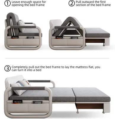 Función de multiplicación Sofá cama plegable de tela para sala de estar