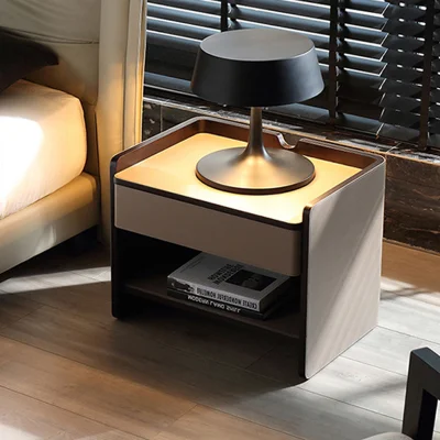 Muebles de Dormitorio oscuro moderno con cajón mesa lateral