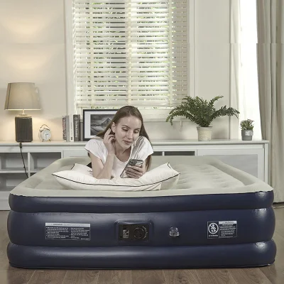 Alto rendimiento Blue Travel Camping Interior Guest fácil inflado Cama inflable de 18&quot; con bomba de aire Buit-In