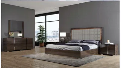  Simple Hotel Casa Muebles de dormitorio de madera cama doble tamaño king Sofá cama de pared moderno dormitorio Muebles (UL-22NR8372)