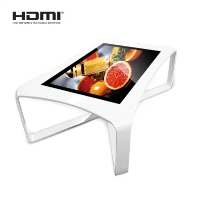  Pedestal de 32 pulgadas con pantalla táctil Pcap LED Luz mesa de café de la publicidad interactiva de pantalla