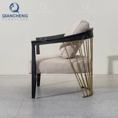 Mobiliario de Sala de estar cómodo Madera Acero inoxidable silla Accent Ocio Sillón