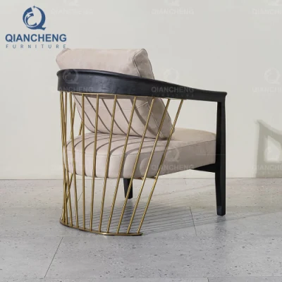 Mobiliario de Sala de estar cómodo Madera Acero inoxidable silla Accent Ocio Sillón