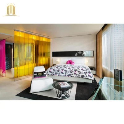 China Fabricante Venta caliente moderno Hotel dormitorio Muebles Negro Alto Muebles de madera brillante