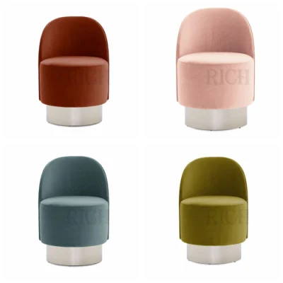 Salón clásico Sofá Ocio Armless Ronda Dormitorio Sofá giratorio Salón de terciopelo terciopelo moderno sillón giratorio de acento