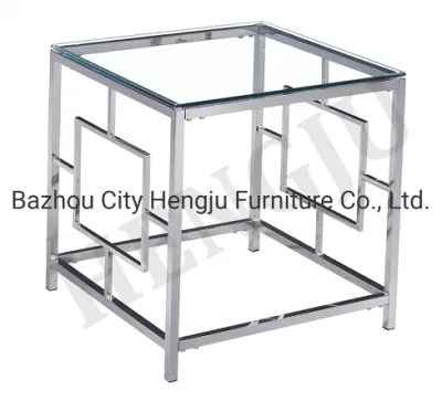  Ocio popular estilo francés de Mesa decorativos baratos Mesa extremo superior de cristal personalizado Muebles de salón