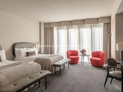  Venta caliente moderno Hotel Apartamento Doble juego de dormitorio muebles Rey tejido cama Queen Size con acento presidencia de Villa