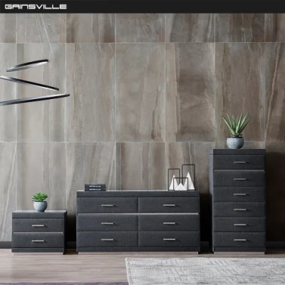 Tapizados modernos muebles de dormitorio imita el cuero Casegoods alargados 6 cajones