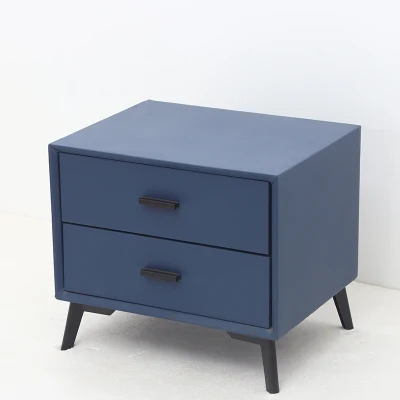 Mesa de noche de cuero PU de madera maciza con dormitorio lateral del hotel Patas metálicas