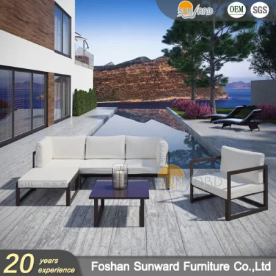  Hotel personalizado moderno Home aluminio en forma de L Sofá de esquina Para espacios de estar al aire libre