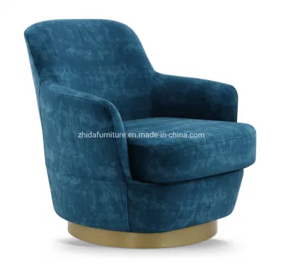 El marco de metal Ocio silla sillón de terciopelo azul en la sala