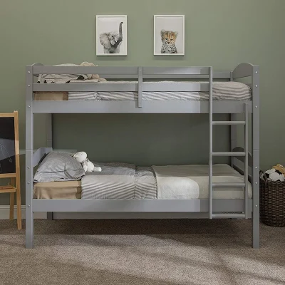 Modern Cheap Home School Apartment Material Friendly White Grey MDF Solid Wood Pine Bed Separated Into 2 Single Bed Bedroom Furniture for Chidren Kids Adults