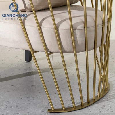 Mobiliario de Sala de estar cómodo Madera Acero inoxidable silla Accent Ocio Sillón