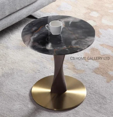 Modernos muebles de madera mármol metálicos Sala de estar de lado la decoración de cristal Lámpara de mesa de café