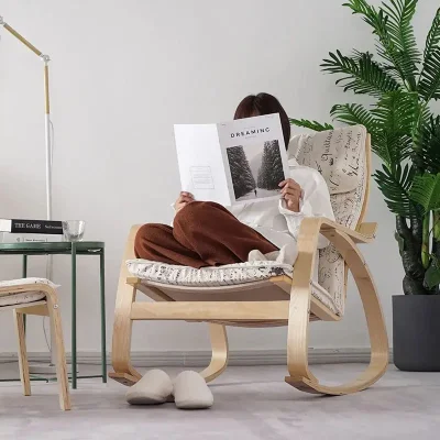  Fábrica al por mayor Salón duradero Sillón silla moderna Ocio Rocking ergonómico Silla con reposabrazos y cojín extraíble