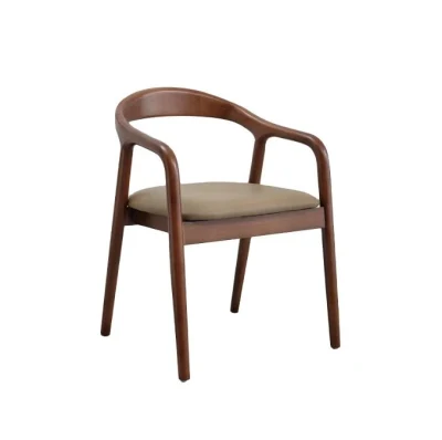  Barato Nordic moderno Madera PU cuero comedor Sala de estar de madera Muebles con reposabrazos