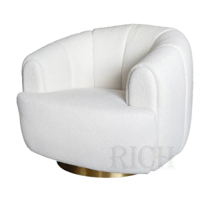Luxury Hotel White Lounge Sillón pequeño para el dormitorio esperando Swivel Sillón nórdico de peluche de tela moderna silla de peluche