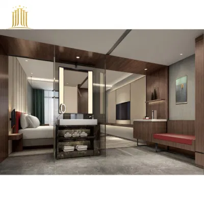 Personalizado de alta gama de color oscuro de madera de palisandro clásico juego de muebles de la habitación del hotel Hotel de madera maciza Muebles de Dormitorio