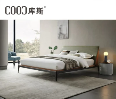 Diseño moderno de lujo Habitación italiano chino Juego de cama de cuero napa mayorista camas dobles Upholstried Hotel Villa Apartamento Casa muebles